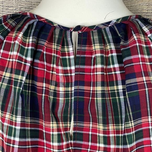 LDT Rachel Plaid Round Neck 3/4 Puff Sleeve Ruffled Poof Waistless Dress SIze 6 - Picture 8 of 12